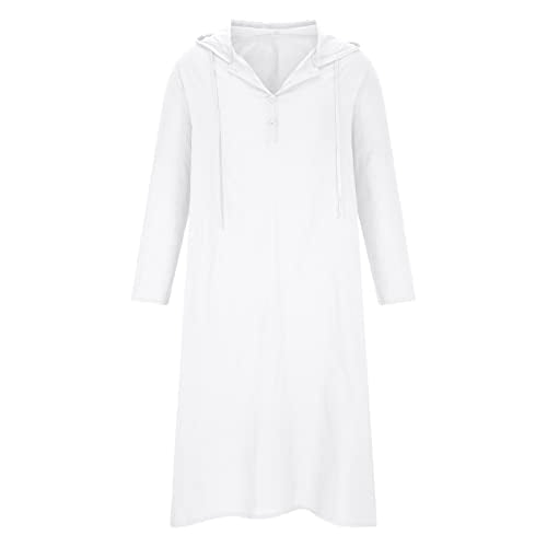 Ctreela Kaftan Thobe for Men Big And Tall Muslim Hooded Robe Mens Long Sleeve Caftan Thawb Islamic Ramadan Masjid Gown - color: White, size: Small