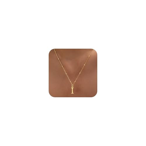 Initial Necklaces for Women Dainty 14k Gold Plated A-Z Letter Pendant Name Necklaces Cute Charm Choker Fashion Accessories Non Tarnish Trendy Jewelry Gift - color: Gold, style: I