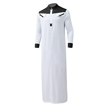Men's Muslim Thobe Casual Islamic Long Sleeves Button Down Kaftan Arab Clothing Muslim Gown for Men - color: Black, size: Medium