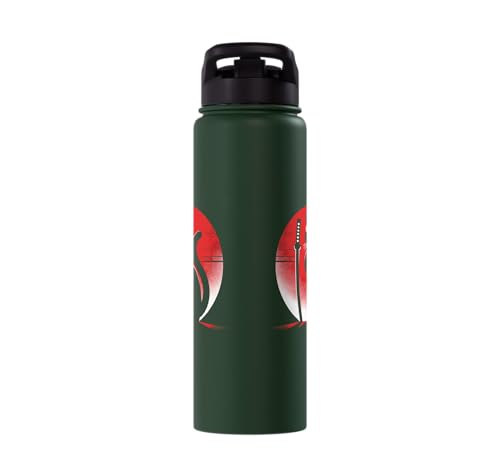 Japanese Cats Lovers Retro Cool Fighting Ninja Cat Fighter Stainless Steel Insulated Water Bottle - color: Dark Green