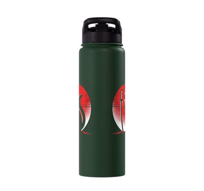 Japanese Cats Lovers Retro Cool Fighting Ninja Cat Fighter Stainless Steel Insulated Water Bottle - color: Dark Green