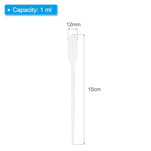 PATIKIL 1ml Pipettes Dropper, 60pcs Plastic Pipettes Disposable Pipette Transfer Pipette Calibrated Plastic Eye Dropper with Scale for Science Laboratory Resin DIY Crafts Art Makeup Oils - size: 1ml