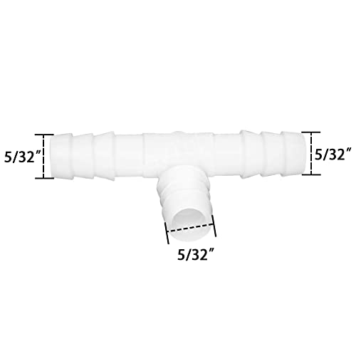 Plastic 5/32" ID Hose Barb Fittings, Equal Barbed Tee Pipe Connectors 3 Way Joint Splicer Mender Union Adapter for Boat Aquarium (Pack of 6) - size: 5/32 Inch