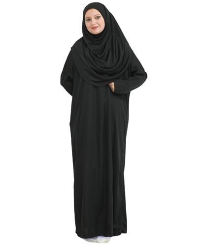 Prien Muslim Dress For Women With Hijab, Abaya, Instant Prayer Clothes Set, Islamic Wear, Dubai Kaftan Jilbab Burqa - color: Black, size: X-Small-XX-Large