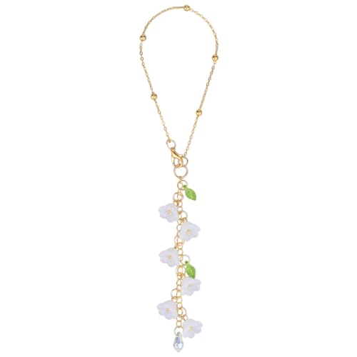 White Lily of The Valley Flower Car Hanging Ornament Sun Catcher Rearview Mirror Charm with Glass Pendant Cute Ornament Gift Hanging Accessories for Bag Window Car Mirror Garden - color: White