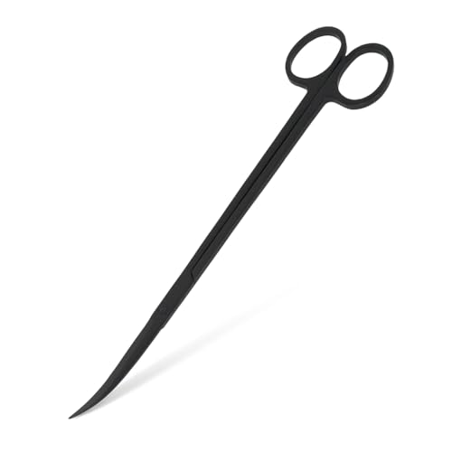 Mandala Crafts 10 Inches Black Curved Aquarium Scissors for Fish Tanks | Extra Long, Rust Resistant Stainless Steel, Trimming Aquatic Plants, Bowls, Terrariums, Freshwater & Saltwater Aquascape - color: Black Curved Scissors, size: 10 Inches