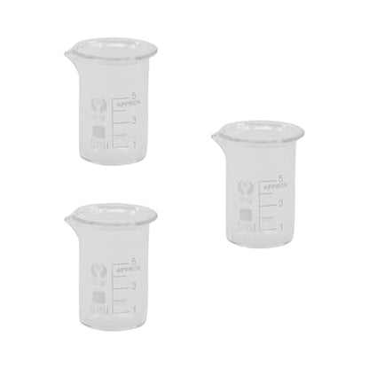 3Pcs 5ml Small Glass Beaker with V-Shaped Spout, Low Form Borosilicate Glass Graduated Printed Scale Measuring Cups for Home Classroom Craft Project - size: 5ml