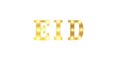 EID LED letters - Ramadan Festival Lighted Window Decorations Light-up Signs for Wall Eid Mubarak Battery Operated Festive Celebrations Glow Energy New Year Muslim Long Lasting