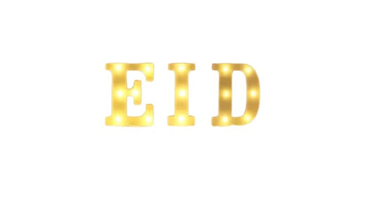 EID LED letters - Ramadan Festival Lighted Window Decorations Light-up Signs for Wall Eid Mubarak Battery Operated Festive Celebrations Glow Energy New Year Muslim Long Lasting