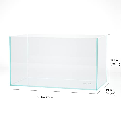 90P 55 Gallon Rimless Low Iron Aquarium Tank,W35.4×D19.7×H19.7 in(90x50x50cm) 10mm Thickness with Black Nano Foam Leveling mat Included - size: 55Gal W35.4×D19.7×H19.7 in(90x50x50cm)