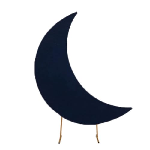 Navy Blue Spandex Crescent Moon Backdrop Stand Cover 6.5 Feet | Fabric Cover for Moon Shaped Centerpieces for Birthdays Party Events Reception Home Decorations Supplies - color: Navy Blue