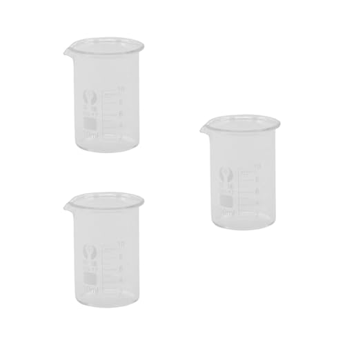 3Pcs 10ml Small Glass Beaker with V-Shaped Spout, Low Form Borosilicate Glass Graduated Printed Scale Measuring Cups for Home Classroom Craft Project - size: 10ml