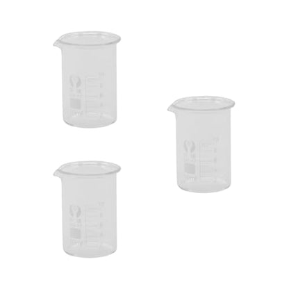 3Pcs 10ml Small Glass Beaker with V-Shaped Spout, Low Form Borosilicate Glass Graduated Printed Scale Measuring Cups for Home Classroom Craft Project - size: 10ml