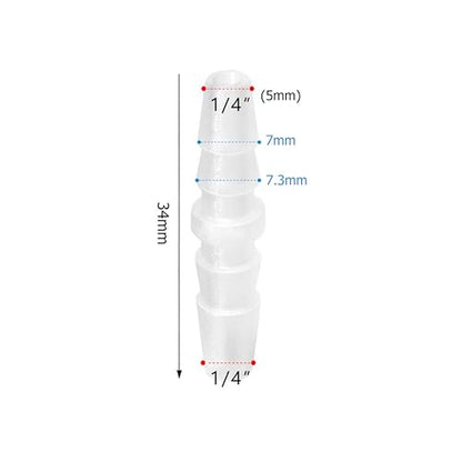 Quickun Plastic Hose Barb Fitting, 1/4" x 1/4" Barbed Splicer Mender Joint Adapter Union Fitting (Pack of 5) - size: 1/4 inch