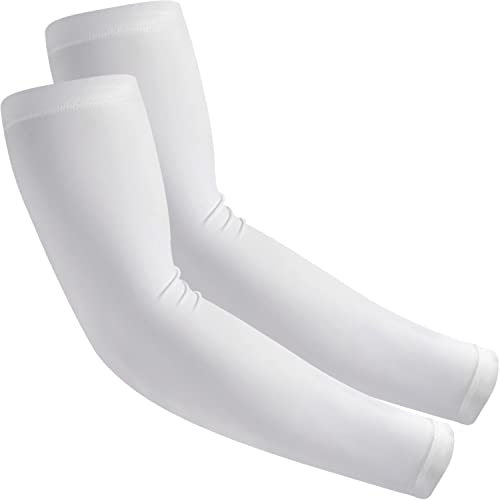 Arm Sleeves for Men and Women Compression UV Sun Protection Tattoo Cover Up Baseball Basketball Football Golf Running - color: White