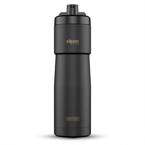 The Clean Hydration Co Insulated Bike Water Bottle 23 oz | Easy Clean Nozzle, Easy Squeeze Sports Bottle | BPA Free Cycling Bottle for Road & Mountain Biking, Gym & Travel | Matte Black - color: Matte Black