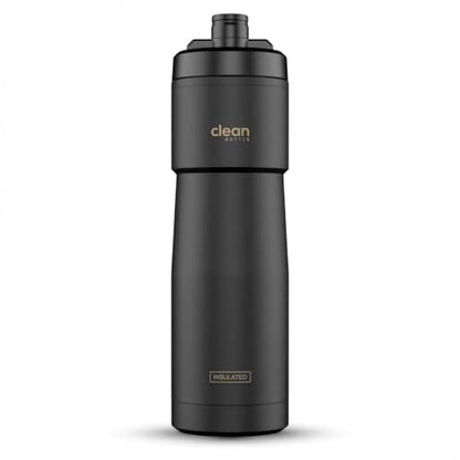 The Clean Hydration Co Insulated Bike Water Bottle 23 oz | Easy Clean Nozzle, Easy Squeeze Sports Bottle | BPA Free Cycling Bottle for Road & Mountain Biking, Gym & Travel | Matte Black - color: Matte Black