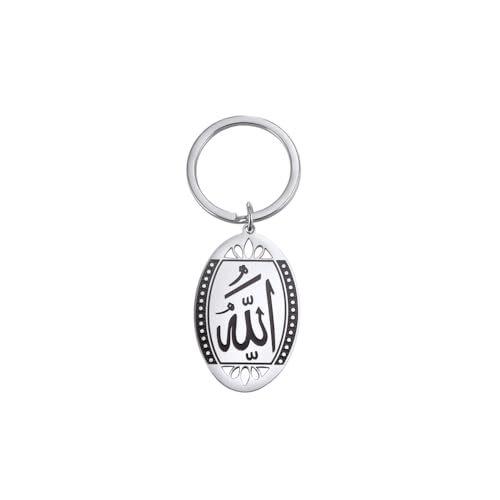 Muslim Stainless Steel Keychain For Men Women,Islamic Key Ring for Home Car Keys Attachment,Allah Key Holder Arabic Gift, Spiritual Key Chain Organizer Come Gift Box