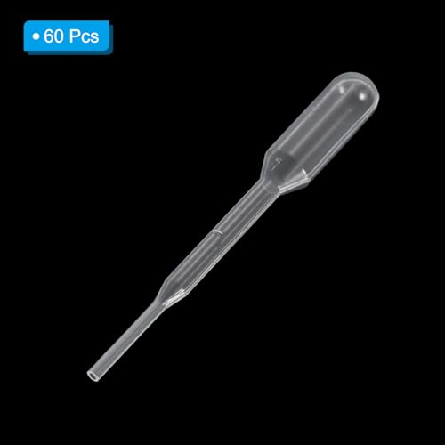 PATIKIL 0.2ml Pipettes Dropper, 60pcs Plastic Pipettes Disposable Pipette Transfer Pipette Calibrated Plastic Eye Dropper for Science Laboratory Resin DIY Crafts Art Makeup Oil - size: 0.2ml