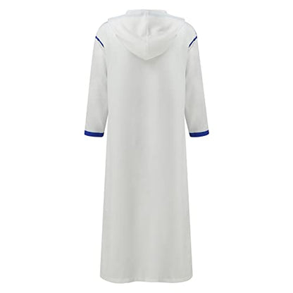 Muslim Robe for Men Arab Long Sleeve Kaftan Islamic Arabic Abaya Silk Thobe Ramadan Middle East Islamic Cloth Shirt Gown - color: #03-white, size: Large