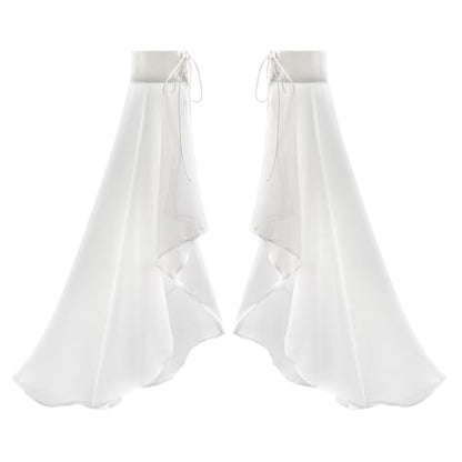 KUOIN Women's Long Flowy Bell Sleeves, Detachable Goth Arm Mesh Gloves for Wedding Party Renaissance Costume Accessories - color: White Lace Up