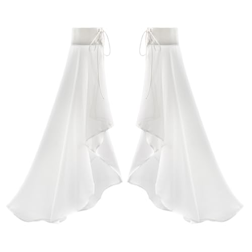 KUOIN Women's Long Flowy Bell Sleeves, Detachable Goth Arm Mesh Gloves for Wedding Party Renaissance Costume Accessories - color: White Lace Up