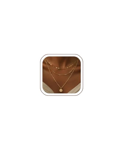 3 Pcs 14K Gold Plated Layered Gold Necklaces Stack for Women Pendant Set - color: Gold Disc Star