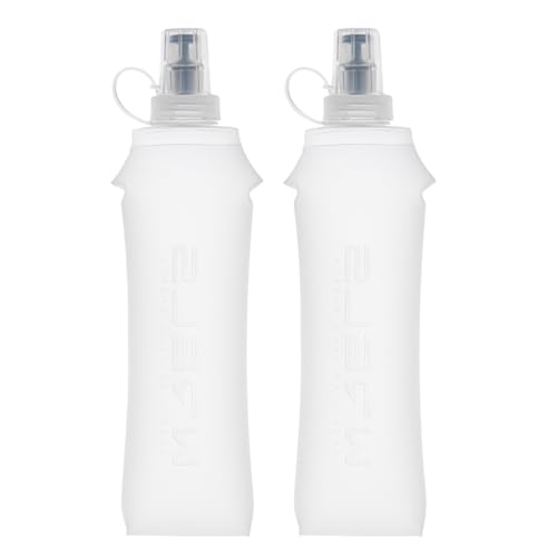 WRELS TPU Collapsible Soft Flask,Lightweight PBA Free Folding Running Water Bottles,Leakproof Durable Hydration Flask for Outdoors (500ml/16.9oz-2 Packs-White) - color: 500ml/16.9oz-2 Packs-White