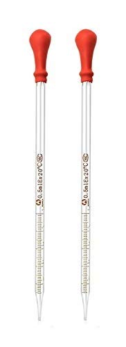 (2 Pack) Glass Graduated Medicine Dropper Pipettes Lab Dropper with Rubber Cap and Scale (0.5ml (2 Pack)) - style: 0.5ml (2 Pack)