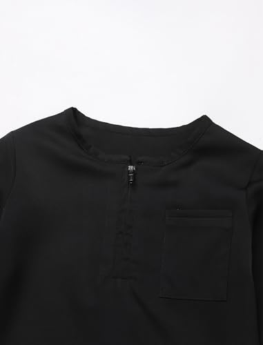 IDOPIP Muslim Baby Boys Prayer Clothes Kaftan Thobe Arabic Islamic Abaya Dubai Robe with Head Scarf + Rope Ramadan Eid Outfit - color: Black, size: 6-12 Months