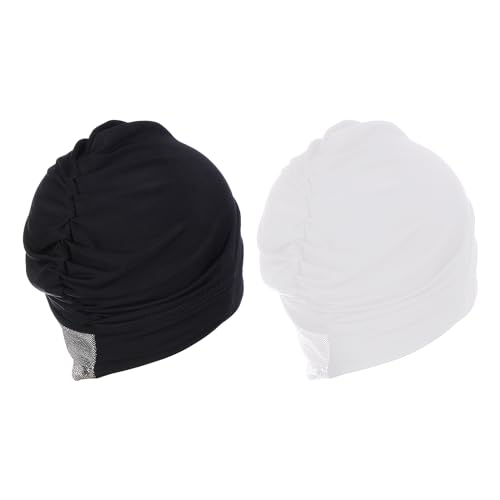 PURFUN 2 Pcs Muslim Inner Hijab Caps Women Girls Stretchy Breathable Full Cover Undercap Tube Bonnet Under Scarf Hats Beanie - color: White+deep Grey/2pcs