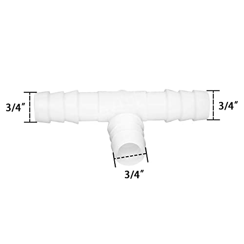 Plastic 3/4" ID Hose Barb Fittings, Equal Barbed Tee Pipe Connectors 3 Way Joint Splicer Mender Union Adapter for Boat Aquarium, Pack of 3 - size: 3/4 Inch