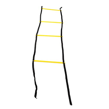2PCS 4 Rung Rope Ladder Speed Training Footwork Ladder with Carry Bag for Football Basketball 2m Black Rope Yellow Rung