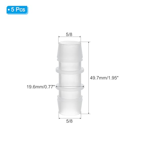 PATIKIL 5/8" x 5/8" Plastic Hose Barb Fitting, 5 Pcs Thru-Bulk Pipe Connectors Barbed Splicer Mender Joint Adapter Union for Aquarium Fuel Gas Liquid Air - size: 5/8" x 5/8"