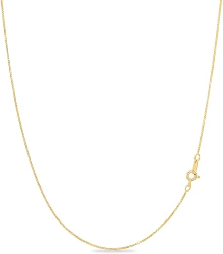 KEZEF 18K Gold Plated 925 Sterling Silver Box Chain Necklace for Women, 1mm Thin & Sturdy Italian Chain Necklace, Rose Gold & Silver Available, 15/16/18/20/22/24/30 Inch - color: Gold, size: 17 Inch