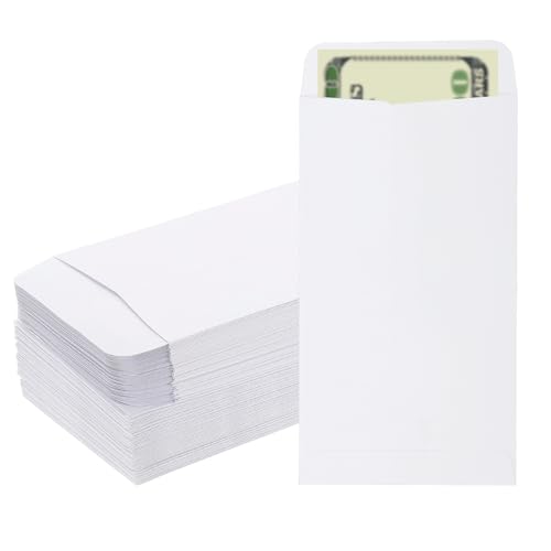 PATIKIL Money Envelope, 100 Pack 6.5" x 3.5" Cash Envelopes Money Holder Bags Budgeting Saving Challenge Letter for Gift Coins Checks Tickets Jewelry Passport Card, White - color: White, size: 6.5" x 3.5"