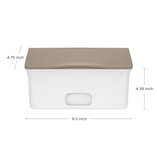 Ubbi Baby Wipes Dispenser with Weighted Plate, Taupe | Rubber Seal Keeps Wipes Fresh, Non-Skid Feet, Holds Standard Pack of Wipes, Baby Changing Station Essential - color: Taupe Wipes Dispenser, size: 1 Count (Pack of 1)