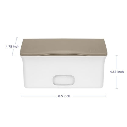 Ubbi Baby Wipes Dispenser with Weighted Plate, Taupe | Rubber Seal Keeps Wipes Fresh, Non-Skid Feet, Holds Standard Pack of Wipes, Baby Changing Station Essential - color: Taupe Wipes Dispenser, size: 1 Count (Pack of 1)
