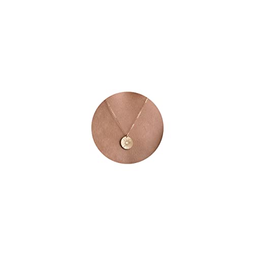 VRIUA Gold Necklace for Women, 14K Gold Plated Dainty Charm Necklace - color: Disc sun