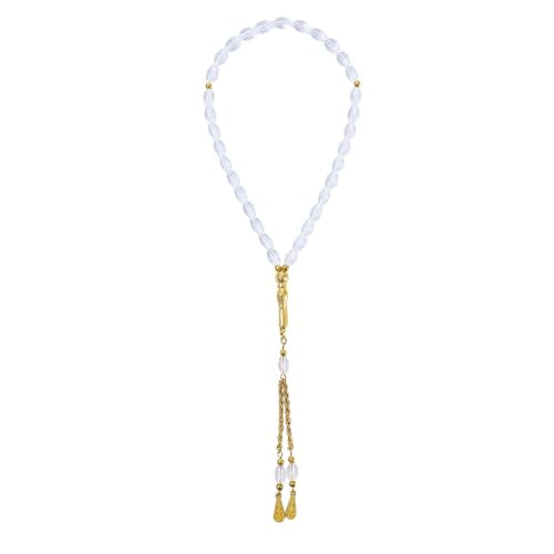 Islamic Prayer Beads Round Stone 6mm 33 Beads Tasbih Misbaha Tasbeeh Muslim Rosary - color: Transparent