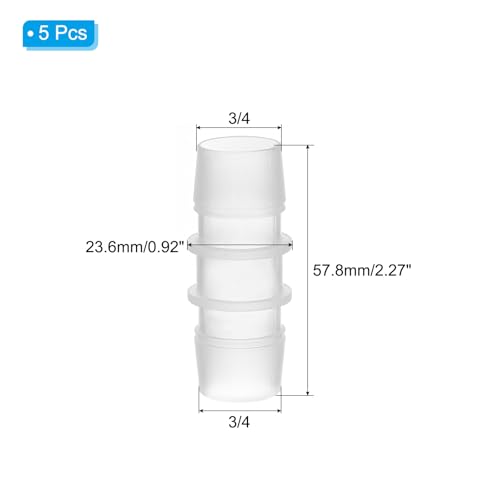 PATIKIL 3/4" x 3/4" Plastic Hose Barb Fitting, 5 Pcs Thru-Bulk Pipe Connectors Barbed Splicer Mender Joint Adapter Union for Aquarium Fuel Gas Liquid Air - size: 3/4" x 3/4"