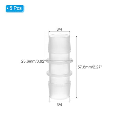 PATIKIL 3/4" x 3/4" Plastic Hose Barb Fitting, 5 Pcs Thru-Bulk Pipe Connectors Barbed Splicer Mender Joint Adapter Union for Aquarium Fuel Gas Liquid Air - size: 3/4" x 3/4"