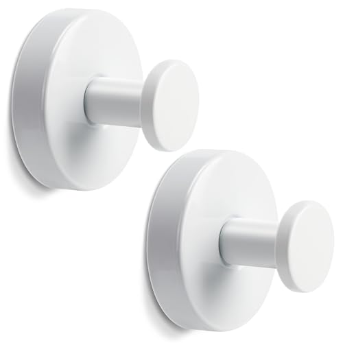 Suction Cup Hooks for Shower,Stainless Steel Towel Hooks No Drill | Vacuum-Lock Mount, Removable and Reusable for Glass, Tile, Metal and Smooth Non-Porous Surfaces(2 Pack, White) - color: White