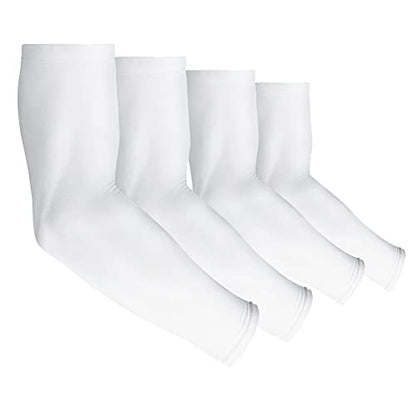 4 Pair UV Sun Protection Arm Sleeves for Men & Women,Cooling UPF 50 Arm Cover for Baseball,Cycling,Basketball - color: White-4 Pairs
