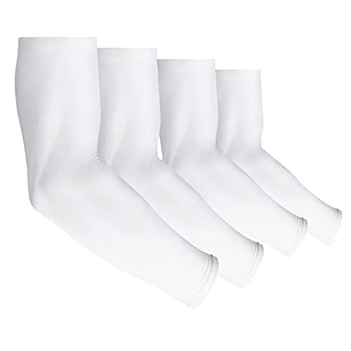4 Pair UV Sun Protection Arm Sleeves for Men & Women,Cooling UPF 50 Arm Cover for Baseball,Cycling,Basketball - color: White-4 Pairs