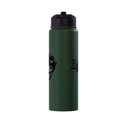 Bite Me Fishing Hook Funny Angler Fish Graphic Stainless Steel Insulated Water Bottle - color: Dark Green