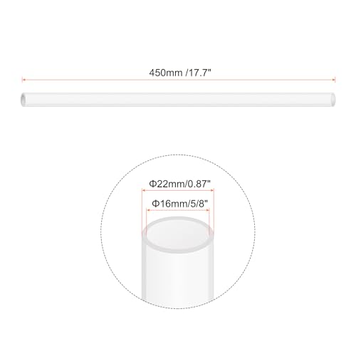 18" Clear Plastic Rigid Pipe 16mm ID x 22mm OD (5/8" ID x 7/8" OD) Acrylic Round Tubing, [for Plumbing, Hydraulics, Pneumatics, Aquarium] - size: 0.625" x 0.875"