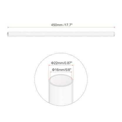 18" Clear Plastic Rigid Pipe 16mm ID x 22mm OD (5/8" ID x 7/8" OD) Acrylic Round Tubing, [for Plumbing, Hydraulics, Pneumatics, Aquarium] - size: 0.625" x 0.875"