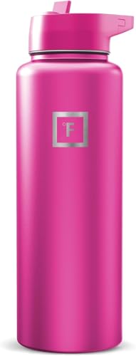 IRON °FLASK 40 oz Wide Mouth Water Bottle with Straw - color: Pink Tulip, style: Straw - 40 Oz (1 Lid)