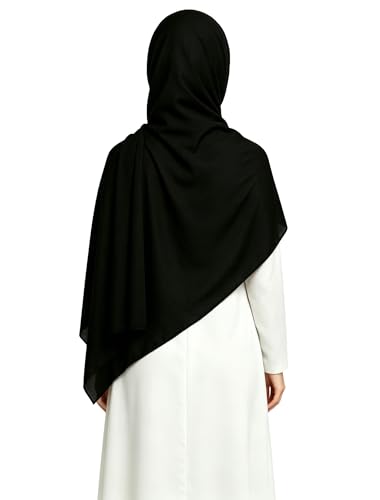 Lina & Lily Non-see-through Premium Jersey Maxi Hijab Head Scarf Wrap for Muslim Women - color: Black